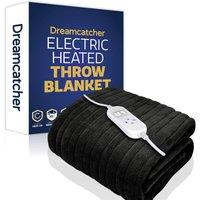 Dreamcatcher XL Electric Throw Heated Double Over Blanket Fleece - Black