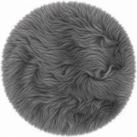 SNUGRUGS Long Wool Genuine Sheepskin Round Seat Pad, 37ccm, Microsuede Backing in Light Grey