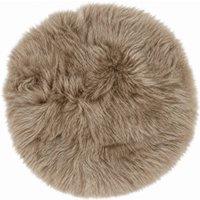 SNUGRUGS Long Wool Genuine Sheepskin Round Seat Pad, 37ccm, Microsuede Backing in Taupe