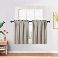 London Boutique 2PCS 30"30"Waterproof Embossed Curtains Seersucker Texture Curtains in Taupe