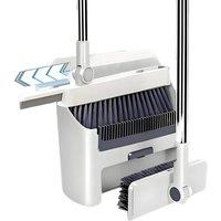 EONLION Broom & Dustpan Set Brush Indoor Tall Rotating Dust Pan in White | Size: 80 cm