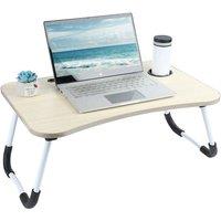 FORGEVIO White Wood Folding Laptop Bed Table in Natural | Size: 0.6m2