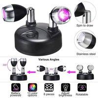 FORGEVIO 2pcs Wireless Spotlight RGB Colour Changing 2Head LED in Black
