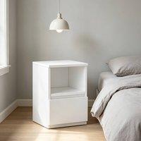 SPETLEK Bedside Table Nightstand with Storage Drawers, Compact Bedroom Cabinet in White | Size: 100 cm x 60 cm