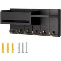 SPETLEK Black Wall Mounted Key Holder with 6 Hooks & Mail | Size: 10000mm x 520mm