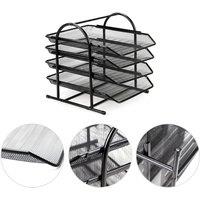 EONLION 4-Tier Wire Mesh Filing Tray Holder for A4 Documents in Black | Size: 20 cm