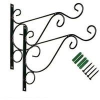 SPETLEK 2X Heavy Duty Garden Metal Hanging Basket Brackets Plant Hanger Hook in Black | Size: 10000mm x 520mm