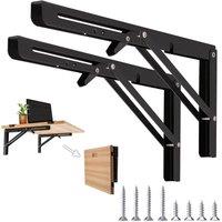 SPETLEK 2x Black-10inch Folding Shelf Bracket Triangle Bench in Black | Size: 10000mm x 520mm