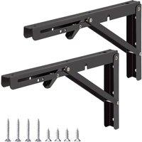 SPETLEK 2x Black-14inch Folding Shelf Bracket Triangle Bench in Black | Size: 10000mm x 520mm