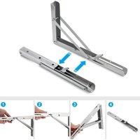 SPETLEK 2xsilver-16inch Folding Shelf Bracket Triangle Bench in Silver | Size: 10000mm x 520mm