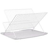 FORGEVIO 2-Tier Foldable Dish Drying Rack in White | Size: 0.6m2