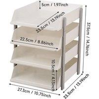 FORGEVIO 4 tiers Stackable Desktop A4 Paper File RackOffice in White | Size: 0.6m2