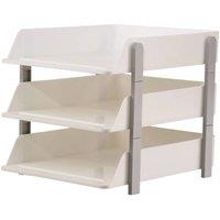 FORGEVIO 3 tiers Stackable Desktop A4 Paper File RackOffice in White | Size: 0.6m2
