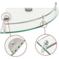FORGEVIO Glass Corner Shelf Single Layer Bathroom in Clear | Size: 180 cm width x 180 cm drop