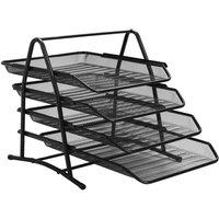 FORGEVIO 4 Tiers Office Filing Trays Holder in Black | Size: 0.6m2