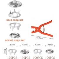 SPETLEK 400 PCS Snap Fasteners Kit Metal Snap Popper Fasteners in Silver | Size: 1000mm x 400mm