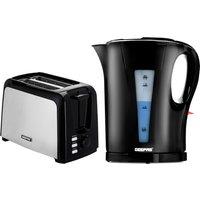 Geepas 2 Slice Bread Toaster & 1.7L Electric Kettle Kitchen Combo Set in Black