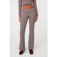 Pink Vanilla Women's Brown Stripe Foldover Trousers | Size: Medium