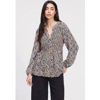 Finery London Women's Martha Shirred Blouse in Black | Size: 12