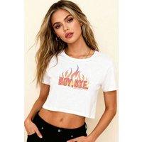 Material Girl Women's Boy Bye Crop Top in White | Size: XL