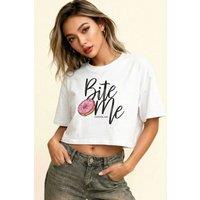 Material Girl Women's Bite Me Crop Top in White | Size: XL