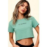 Material Girl Women's Not your princess Crop Top in Mint | Size: Small