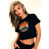 Material Girl Women's Flames Crop Top in Black | Size: Large