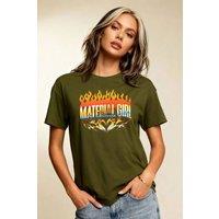 Material Girl Women's Flames Oversized Tee in Olive | Size: XL