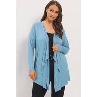 Yours Women's Waterfall Cardigan in Blue | Size: 26-28