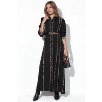 MSN Collection Women's Leopard Print Maxi Shirt Dress in Black | Size: Small