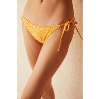 Penti Women's Sunshine Daisy Print Bikini Bottom in Amber | Size: Large