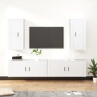 Berkfield Home 4 Piece TV Cabinet Set White Engineered Wood