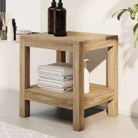 Berkfield Home Bathroom Side Table 45x35x45 cm Solid Wood Teak in Brown | Size: 45 x 35 x 45 cm