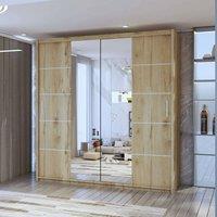 Sliding Wardrobes 4U Eden Double Mirror Sliding Door Wardrobe 120cm X 217cm in Light Oak | Size: 120 cm X 217 cm