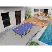 Vente-unique Blue Foldable Outdoor Table Table Tennis With Wheels & Accessories | Size: 1 Pack