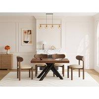 Vente-unique 6 - 10 Seater Extendable Dining Table In MDF & Metal - Dark Oak and in Walnut