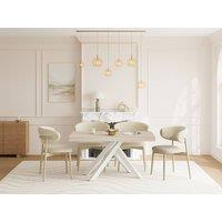 Vente-unique Extendable Dinner Table for 6 To 10 People In MDF & Metal in Beige