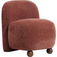 Nordlys Scandinavian Lounge Armchair with Wooden Legs & Fabric in Red