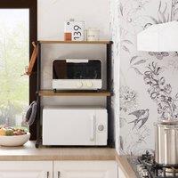 SoBuy 3-Tier Microwave Shelf Kitchen Appliance Storage Rack with Side Holder in Brown