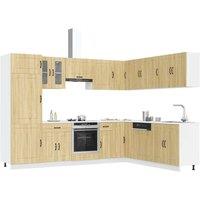 Berkfield Home 14 Piece Kitchen Cabinet Set Kalmar Sonoma Oak Engineered Wood in Brown