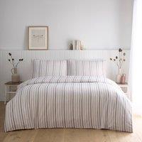 Portfolio Home Ombre Pencil Stripe Geometric Duvet Cover Set With Pillow Case Bedding in Natural | Size: Super King