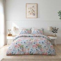 Portfolio Home Grace Floral Duvet Cover Set With Pillow Case Bedding in Duck Egg Blue | Size: Super King