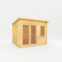 Mercia 3 x 3 m Elite Pent Log Cabin - 28 mm - L333.4 x W303.2 x H249.4 cm in Light Tan