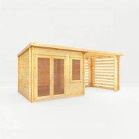 Mercia 6 x 3 m Elite Pent 28 mm Log Cabin with Slatted Area in Light Tan