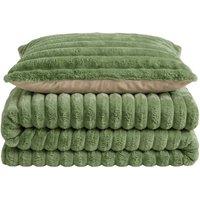 Velosso Jumbo Cord Faux Fur Duvet Cover & Pillowcase Set in Olive | Size: Super King