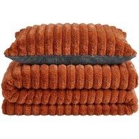 Velosso Jumbo Cord Faux Fur Duvet Cover & Pillowcase Set in Burnt Orange | Size: Super King