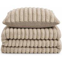 Velosso Jumbo Cord Faux Fur Duvet Cover & Pillowcase Set in Beige | Size: King