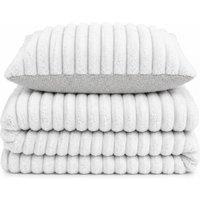 Velosso Jumbo Cord Faux Fur Duvet Cover & Pillowcase Set in White | Size: Super King