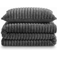 Velosso Jumbo Cord Faux Fur Duvet Cover & Pillowcase Set in Charcoal | Size: Double