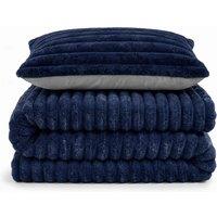 Velosso Jumbo Cord Faux Fur Duvet Cover & Pillowcase Set in Navy | Size: King